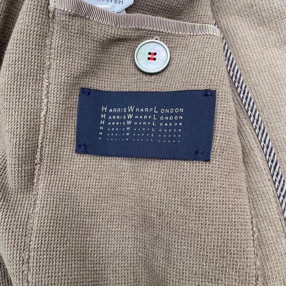 Harris Wharf London Tan cotton linen blend 2 button cardigan sweater size 48 - Picture 4 of 7